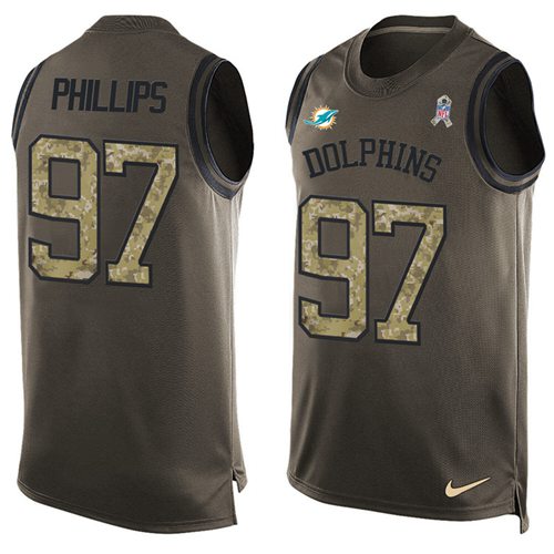 Nike Dolphins #97 Jordan Phillips Green Men's Stitched NFL Limited Salute To Service Tank Top Jersey